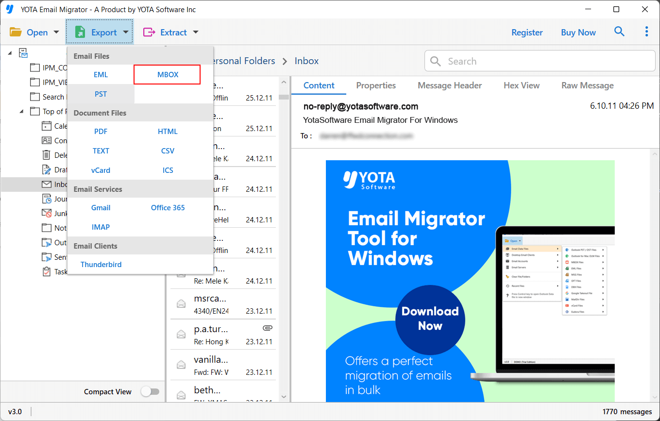 Outlook pst を Apple メールにインポート