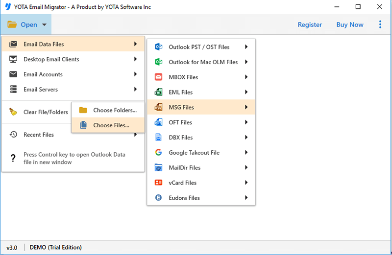 select msg files or folders